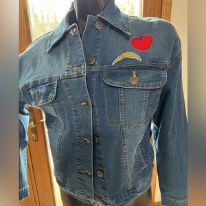 NWT‎ NFL Apparel Juniors Los Angeles Chargers Jean Jacket patches Size Small